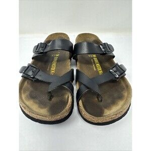 Birkenstock Mayari Black Leather Slip On Sandal Comfort size 36 US 5/5.5
